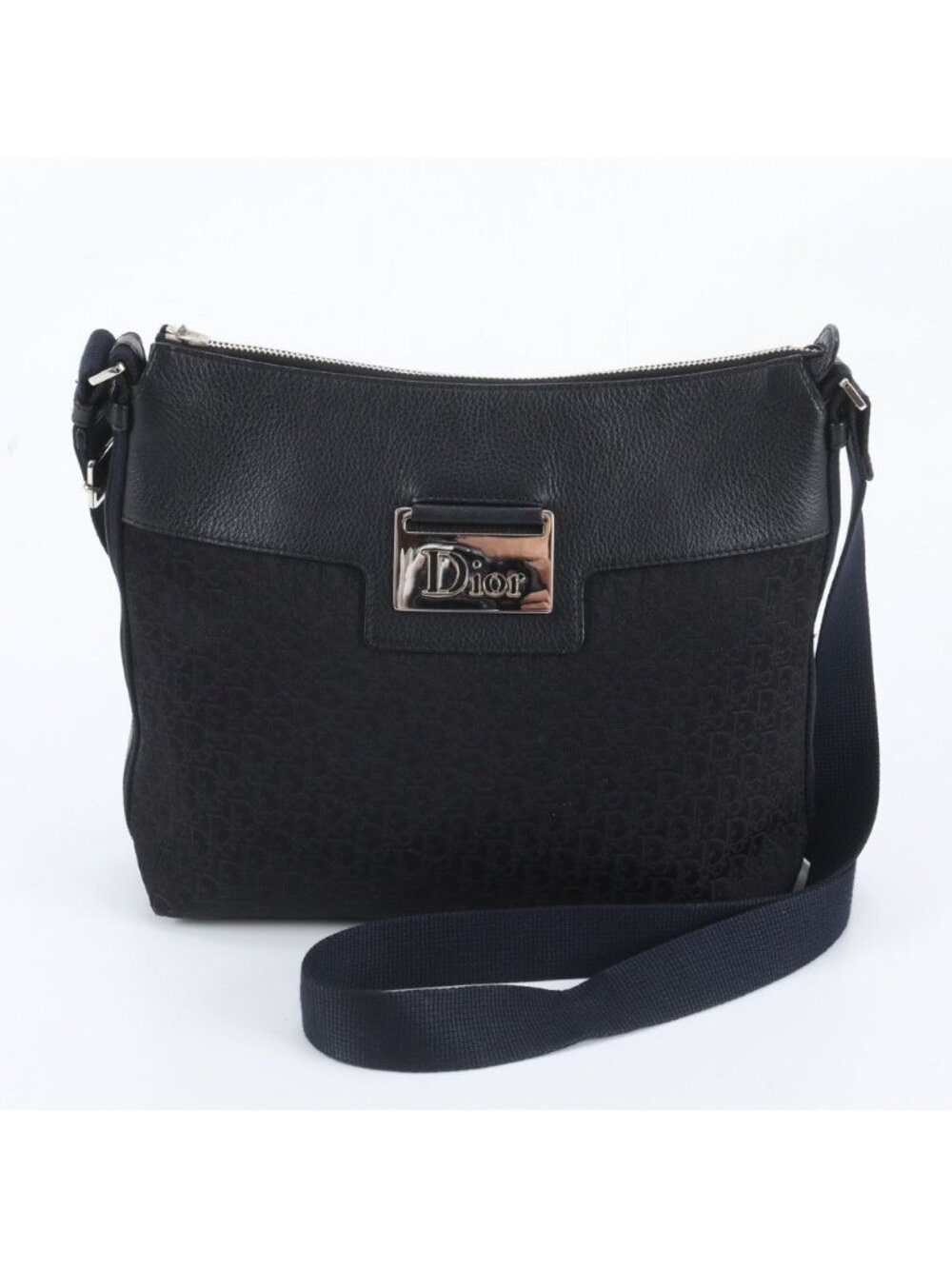 Dior Trotter Canvas Leather Shoulder Bag Crossbody Black